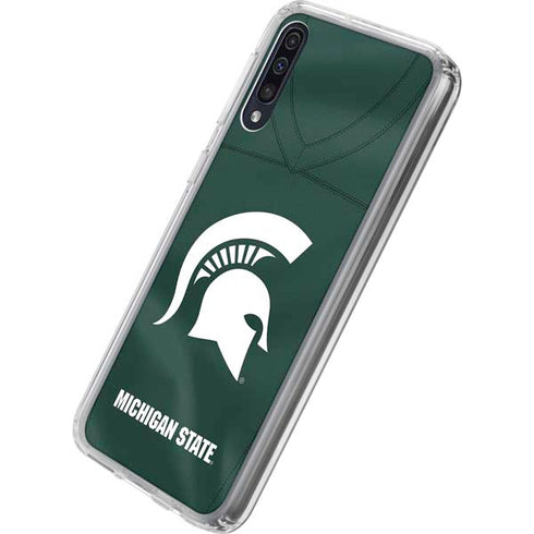 Michigan State University Green Jersey Galaxy A50 Clear Case